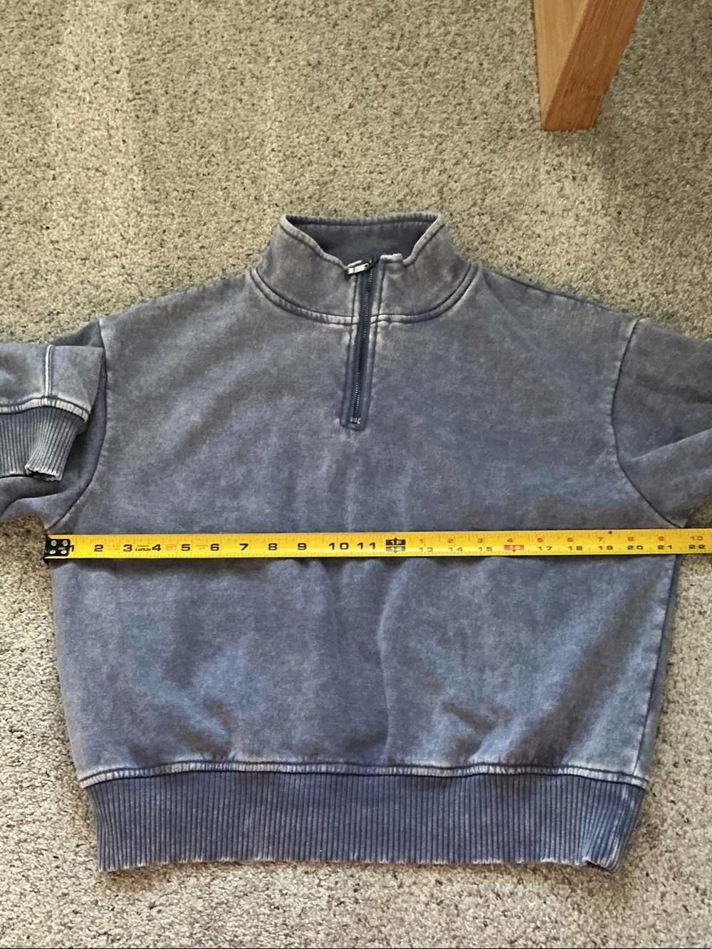 New Zenana Outfitters Washed Half-Zip Pullover ~ Blueberry - Picture 5 of 7